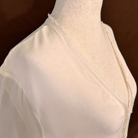 Alexis White Silk Top Sheer Sleeve Ties Size Small Womens Blouse - Picture 5 of 8